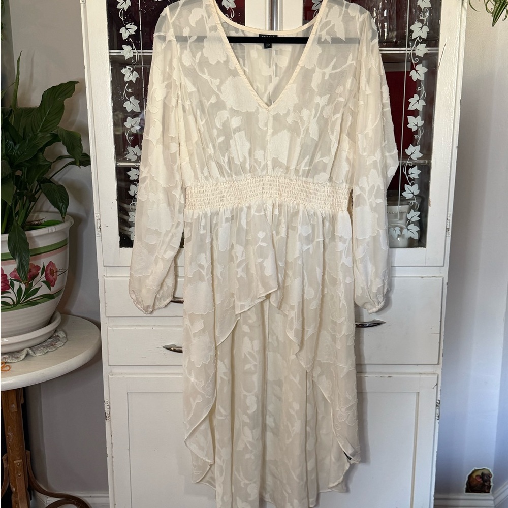Torrid Ivory Floral Long Sleeve High Low Tunic